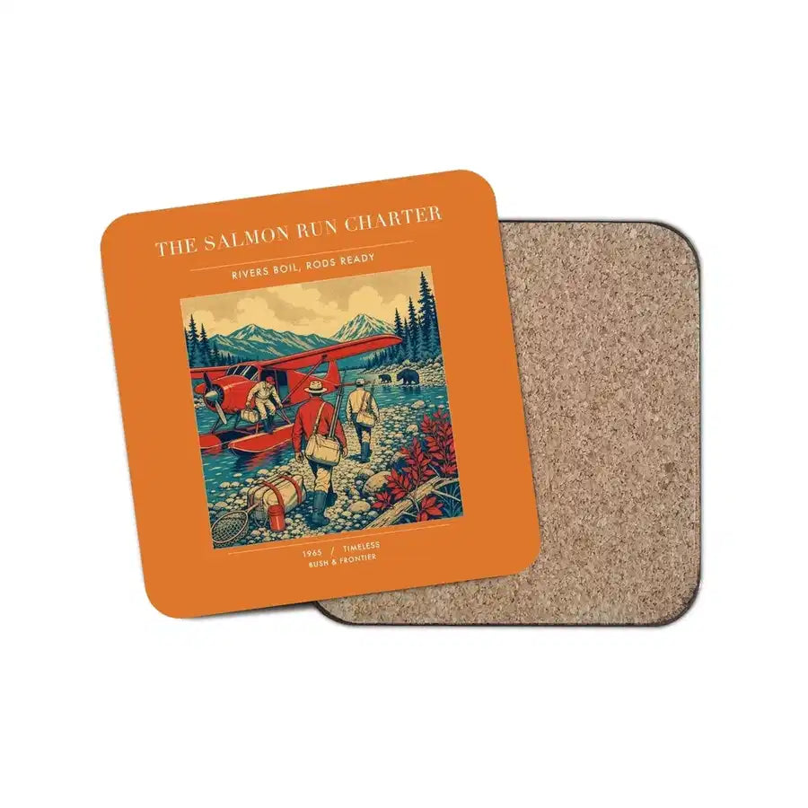 The Salmon Run Charter - Designed Coasters design on orange 1-piece