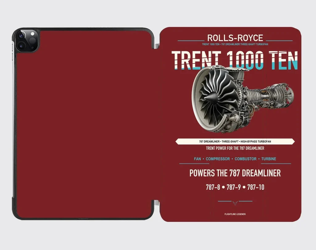 TRENT 1000 TEN design on dark red ipad tablet case