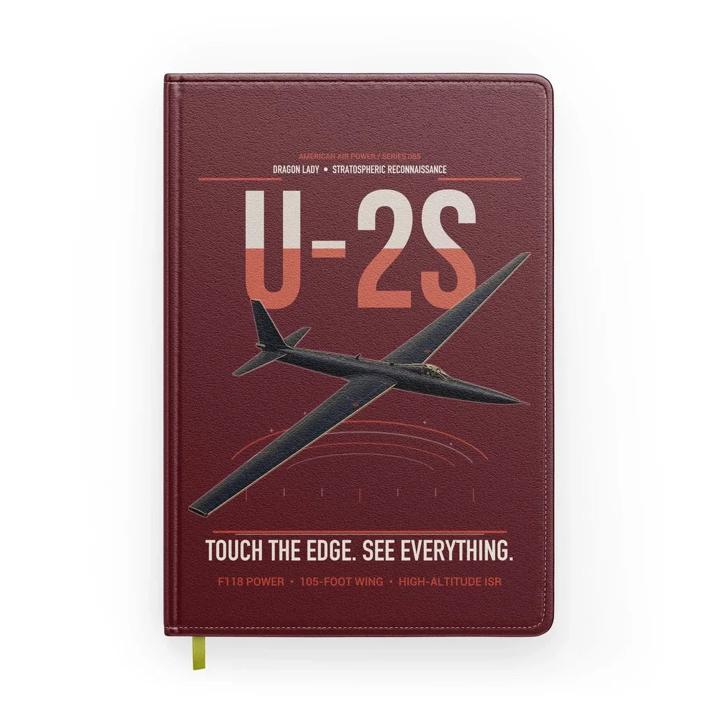 U-2S Dragon Lady design on dark red notebook
