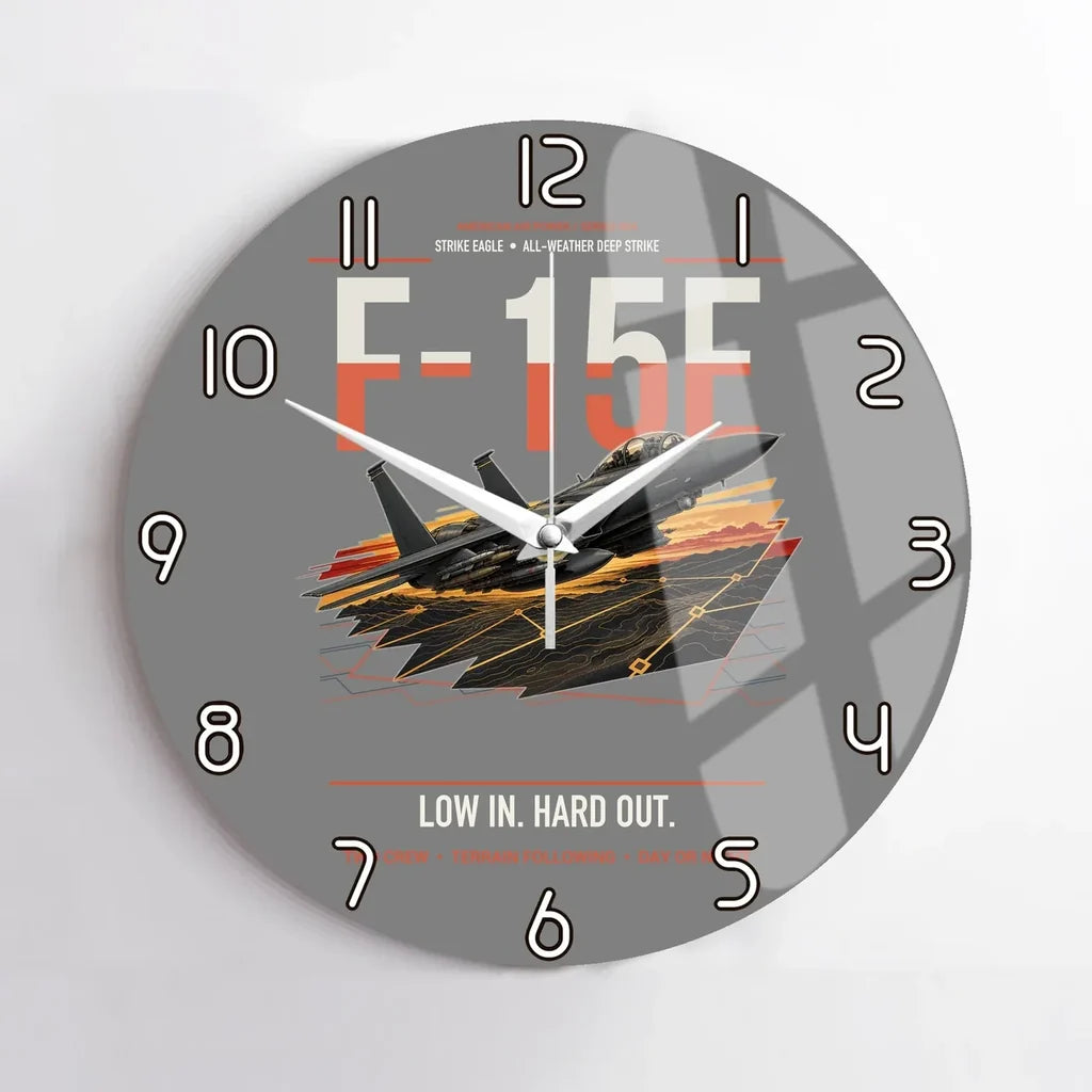 F-15E Strike Eagle design on gray no frame wall clock