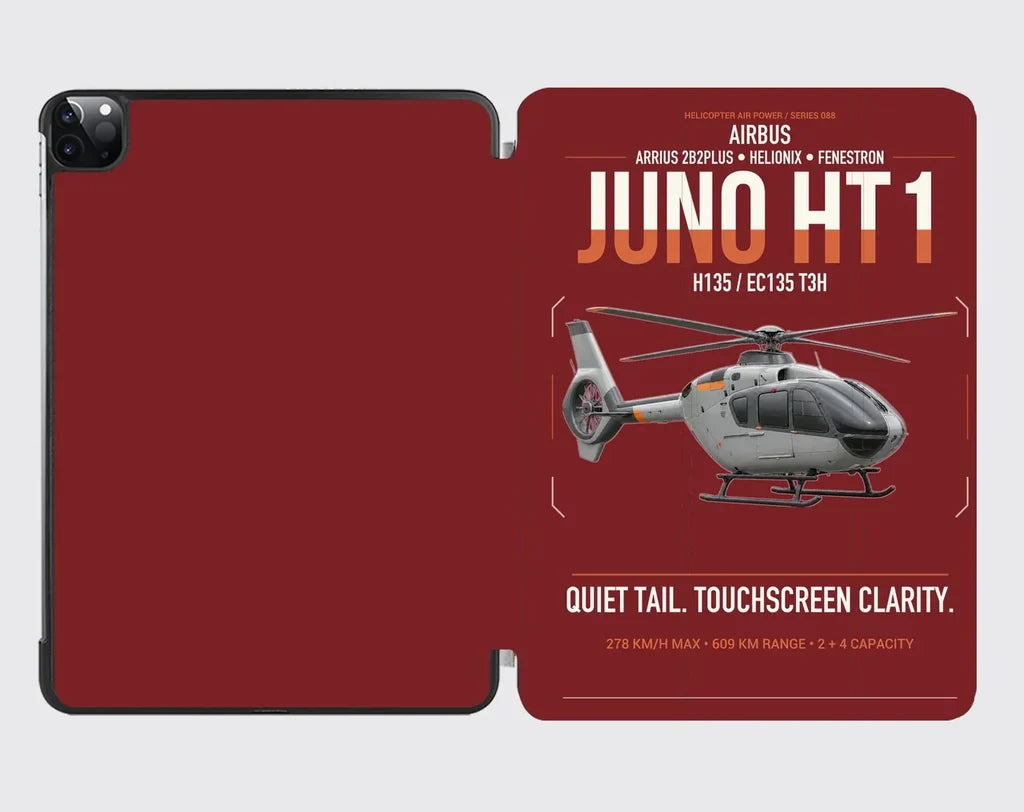 Airbus H135 Juno HT1 design on dark red ipad tablet case
