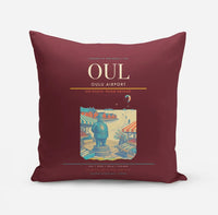 Thumbnail for Oulu Airport (OUL) design on dark red pillow