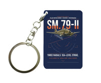 Thumbnail for Savoia-Marchetti SM.79-II Sparviero design on navy blue designed key chain, double-side print