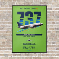 Thumbnail for Boeing 737-200 vertical canvas print - framed - light green background