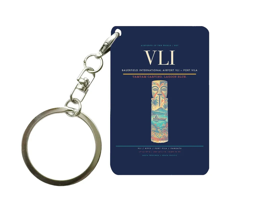 Bauerfield International Airport VLI — Port Vila Key Chain design on navy blue key chain