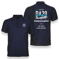 Thumbnail for Diamond DA20 design on navy blue double-side polo t-shirt, double-side print