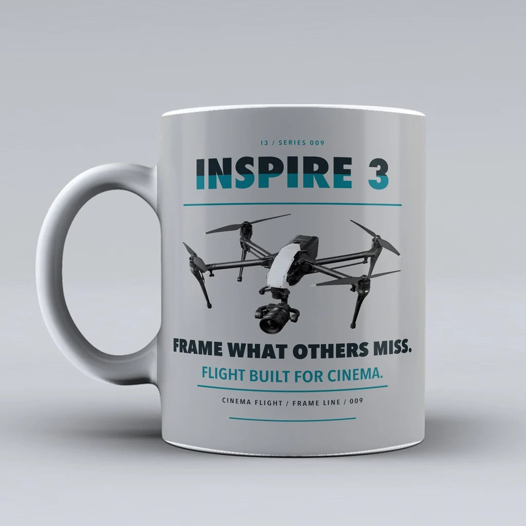 Inspire 3 Mug design on light gray dji