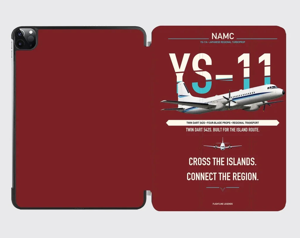 NAMC YS-11A design on dark red ipad tablet case