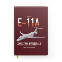 Thumbnail for E-11A BACN design on dark red notebook