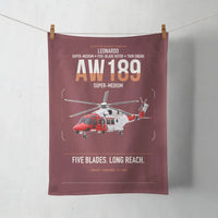 Thumbnail for Leonardo AW189 design on dark red towel