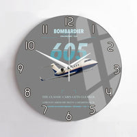 Thumbnail for Bombardier Challenger 605 design on gray no frame wall clock