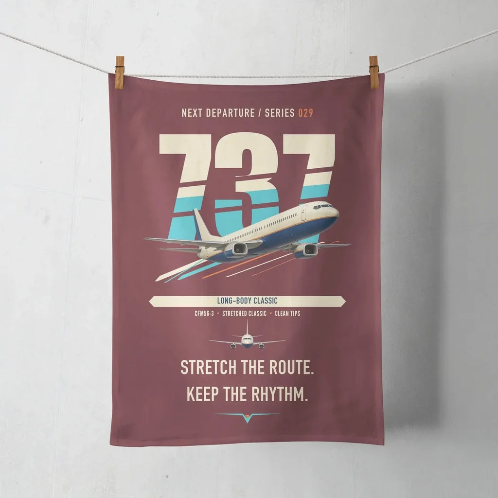 Boeing 737-400 Classic design on dark red towel