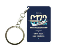 Thumbnail for Cessna 172 Skyhawk design on navy blue designed key chain, double-side print