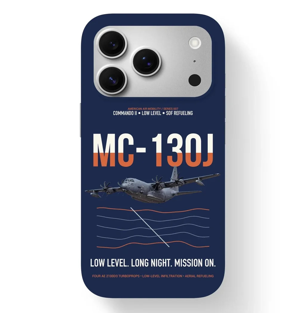 MC-130J COMMANDO II design on navy blue magsafe iphone case, for iPhone 17 Pro