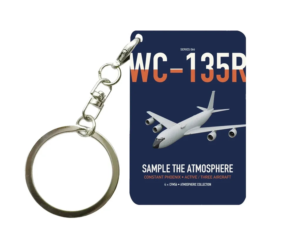 WC-135R Constant Phoenix design on navy blue designed key chain, double-side print