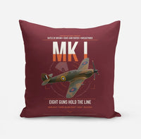 Thumbnail for Hawker Hurricane Mk I design on dark red pillow