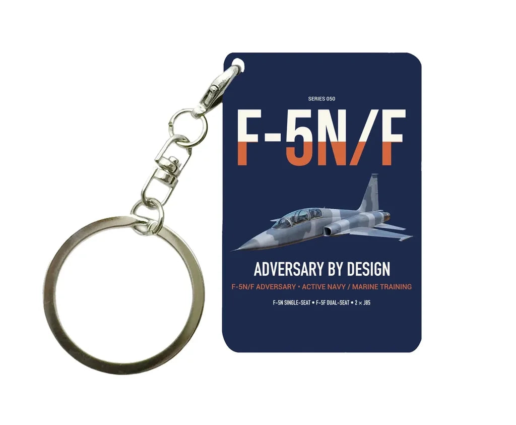 F-5N F Adversary design on navy blue designed key chain, double-side print