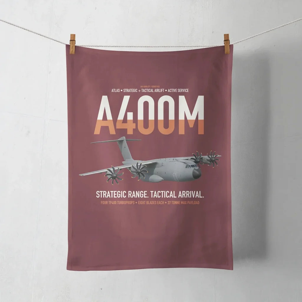 Airbus A400M Atlas design on dark red towel