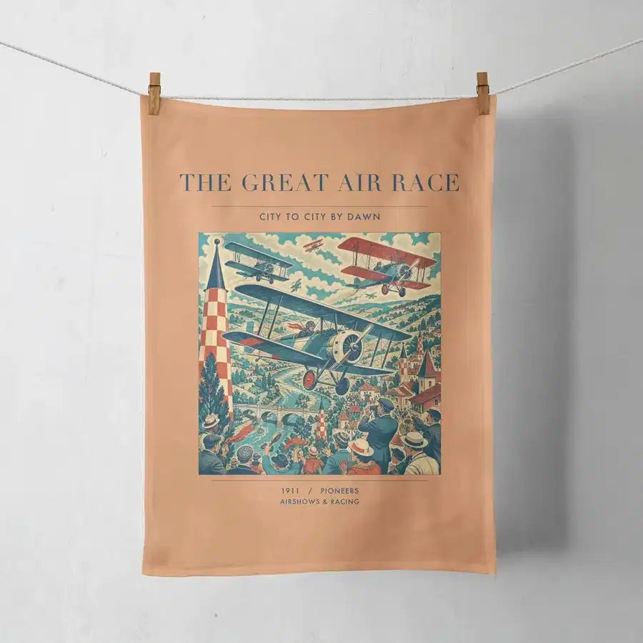 VINTAGE G4003 - The Great Air Race - Designed Towels design on orange