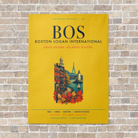 Thumbnail for Boston Logan International Airport BOS vertical canvas print - no frame - yellow background
