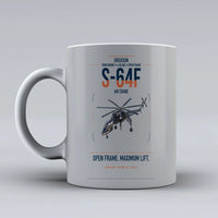 Thumbnail for Erickson S-64F Air Crane design on light gray ceramic mug, double-side print