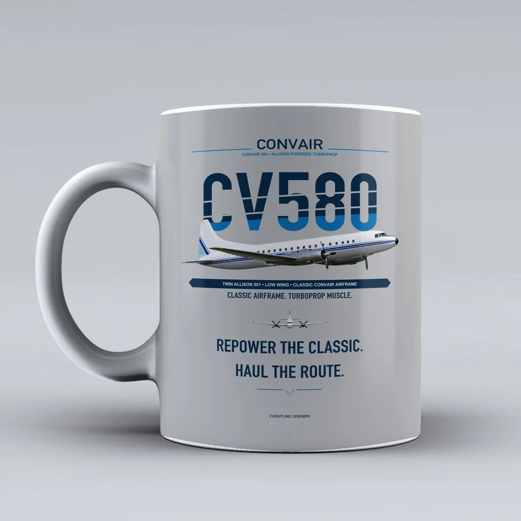 580 Mug design on light gray convair