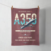 Thumbnail for Airbus A350-1000 design on dark red towel