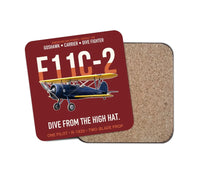 Thumbnail for F11C-2 Goshawk Dive from the High Hat design on dark red 1 piece coaster