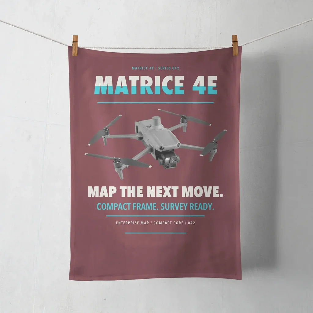 DJI Matrice 4E design on dark red towel