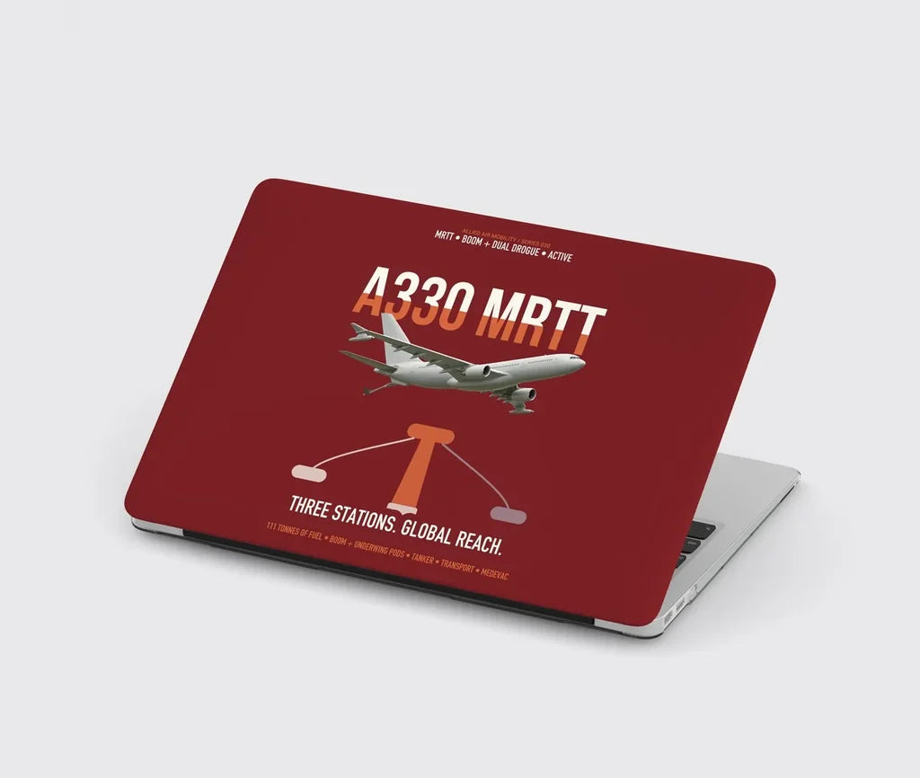 Airbus A330 MRTT design on dark red MacBook case