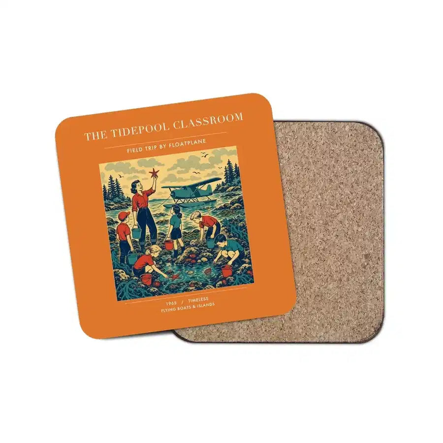 The Tidepool Classroom - Designed Coasters design on orange 1-piece