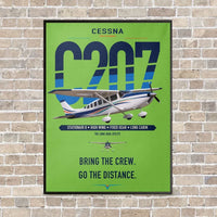 Thumbnail for Cessna T207A Stationair 8 vertical canvas print - framed - light green background