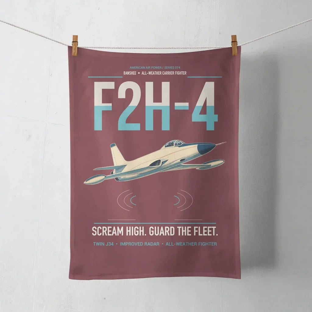F2H-4 Banshee design on dark red towel