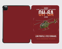 Thumbnail for Hughes OH-6A Cayuse design on dark red ipad tablet case