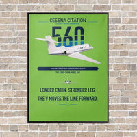 Thumbnail for Cessna Citation 560 - Citation V vertical canvas print - framed - light green background