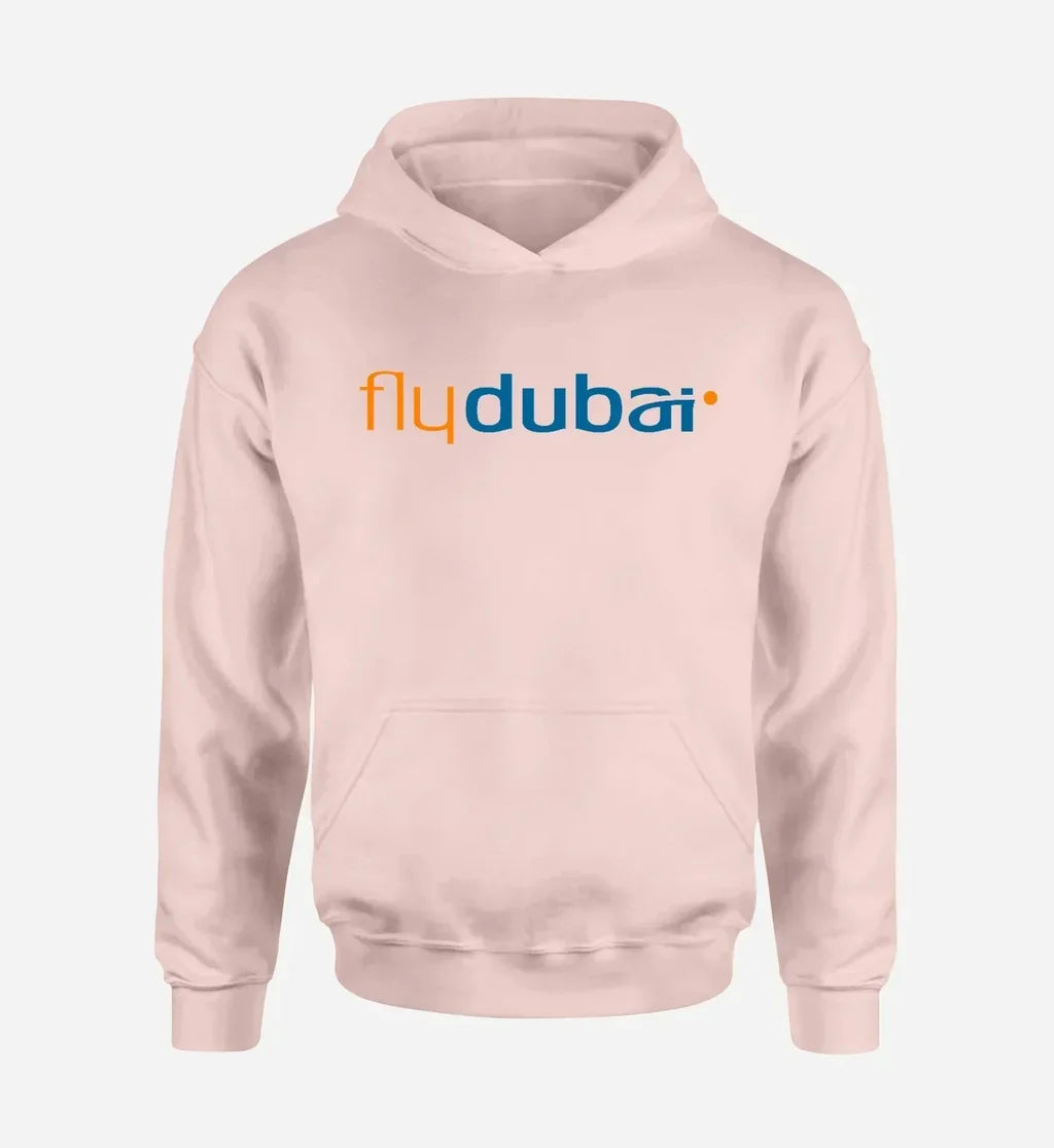 Flydubai Airlines logo printed on pink hoodie