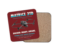 Thumbnail for DJI Matrice 3TD design on dark red 1 piece coaster
