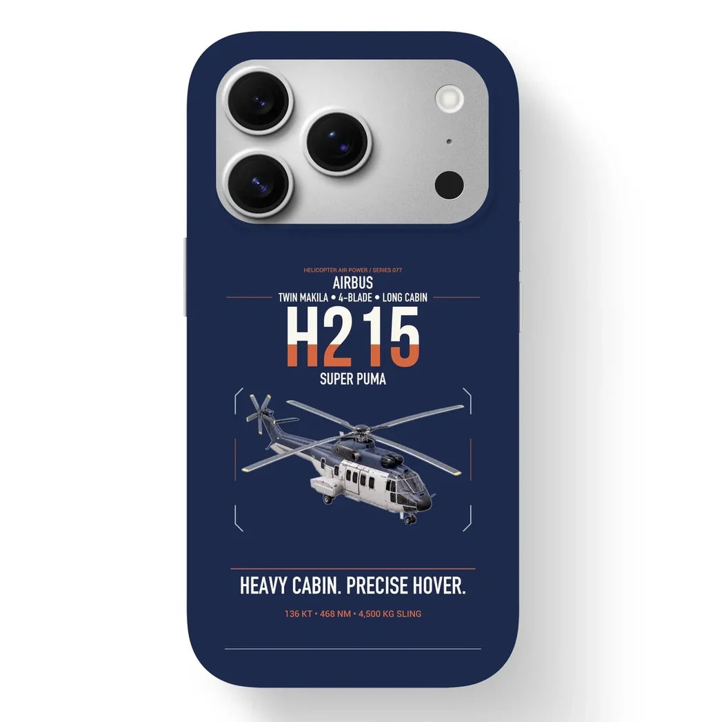 Airbus H215 design on navy blue magsafe iphone case, for iPhone 17 Pro