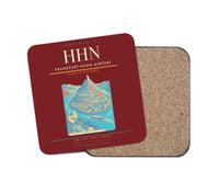 Thumbnail for Frankfurt-Hahn Airport (HHN) design on dark red 1 piece coaster