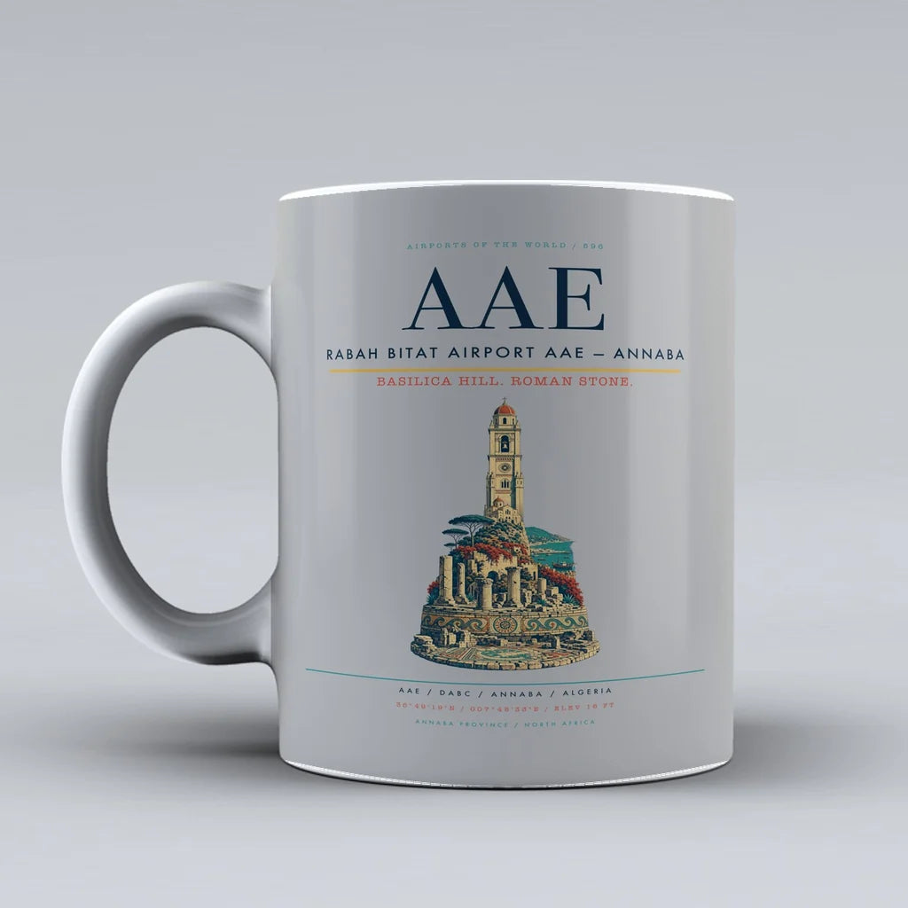 Bitat Airport AAE — Annaba Mug design on light gray rabah