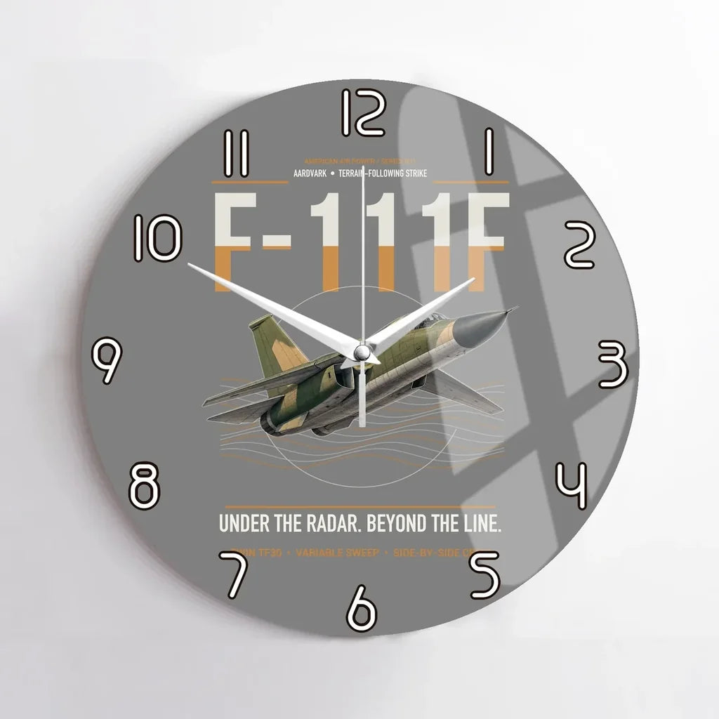 F-111F Aardvark design on gray no frame wall clock