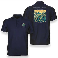 Thumbnail for VINTAGE G4518 - The Mountain Supply Hop - Double-Side Polo T-Shirt design on navyblue