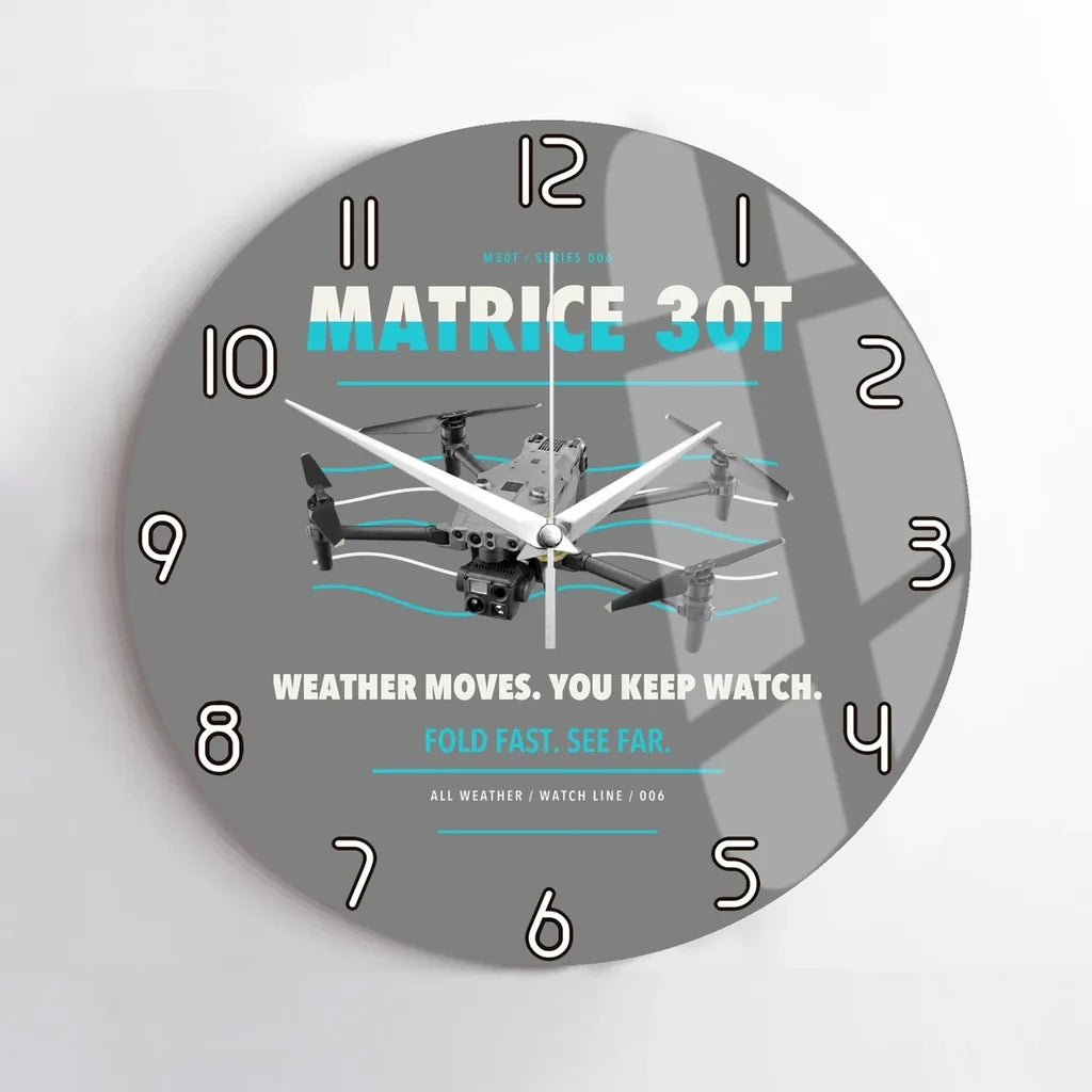 DJI Matrice 30T design on gray no frame wall clock