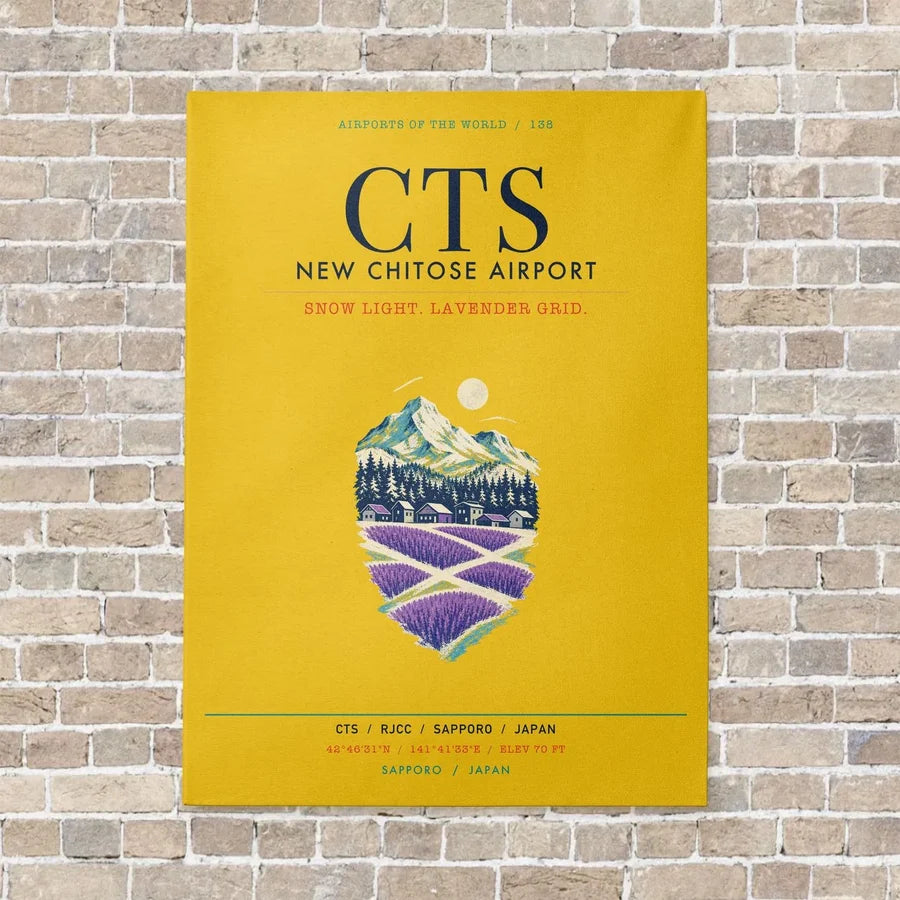 New Chitose Airport Sapporo CTS vertical canvas print - no frame - yellow background