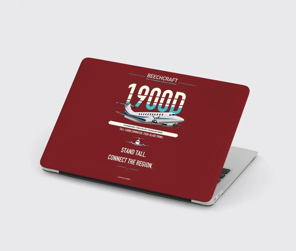Beechcraft 1900D design on dark red MacBook case
