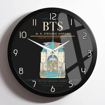 M. R. Stefanik Airport BTS Wall-Clock Framed - Black