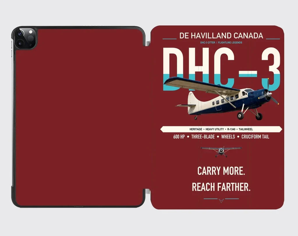 DHC-3 Otter design on dark red ipad tablet case