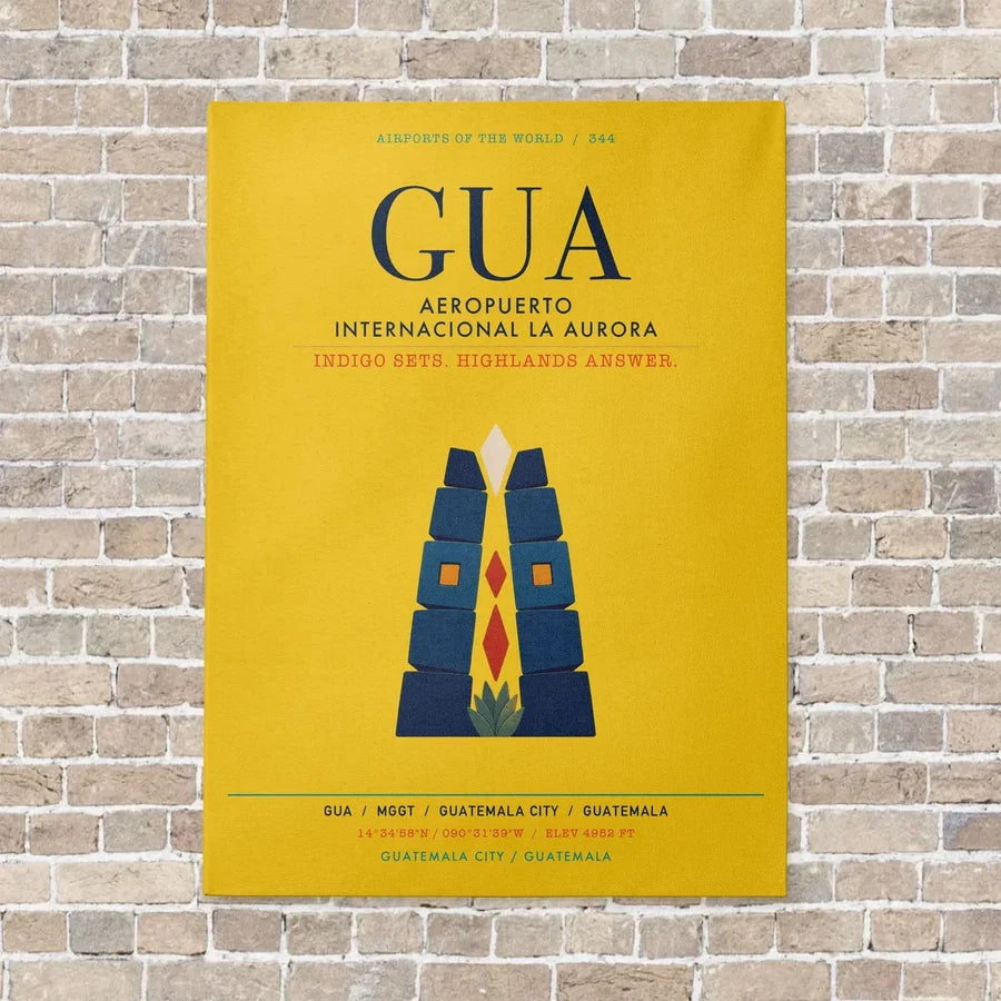 Aeropuerto Internacional La Aurora GUA vertical canvas print - no frame - yellow background