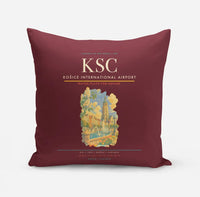 Thumbnail for Košice International Airport (KSC) design on dark red pillow