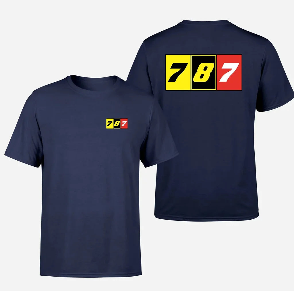 Flat Colourful 787 Designed Double-Side T-Shirts - view 12